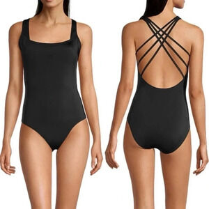 Sexy Black Criss Cross Strappy Open Back Swimsuit